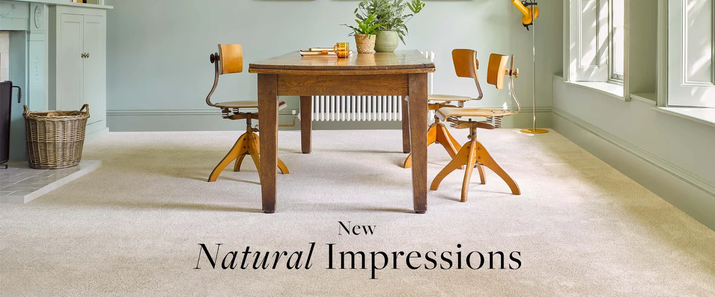 Victoria Natural Impressions Golden Husk carpet in a furnished room